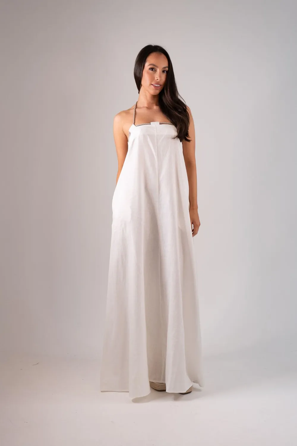 The Walk in Wardrobe Maxi Dresses>Alana Drawstring Maxi Dress In Neutral