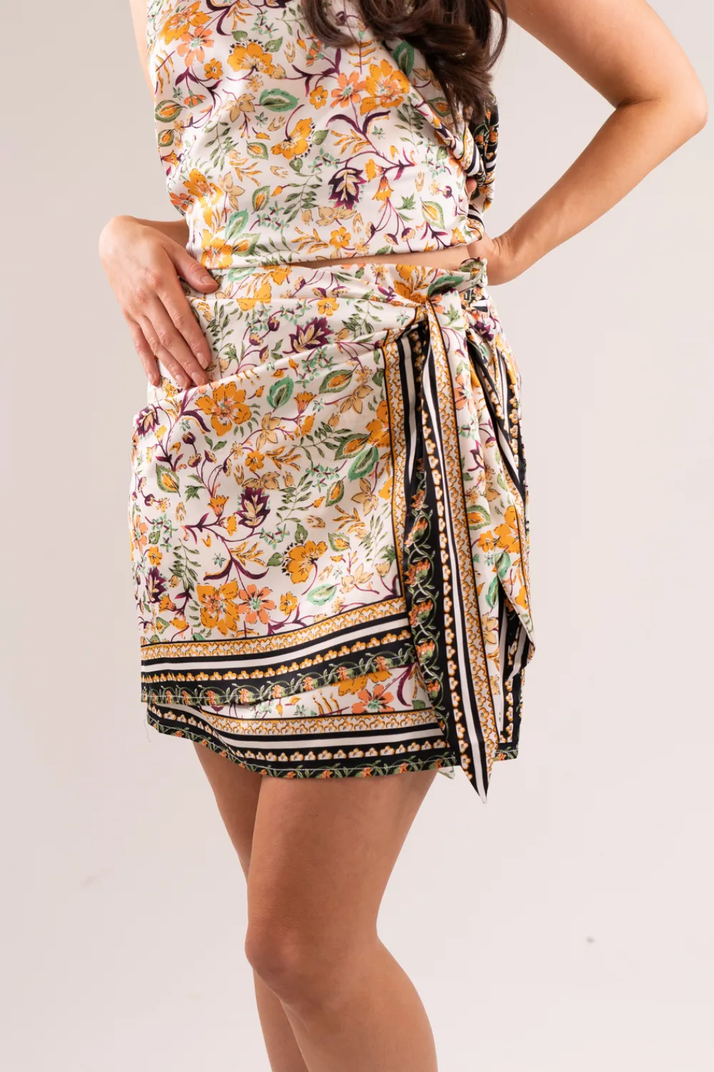 The Walk in Wardrobe Skirts & Skorts>Becca Floral Wrap Skirt In Orange Mix