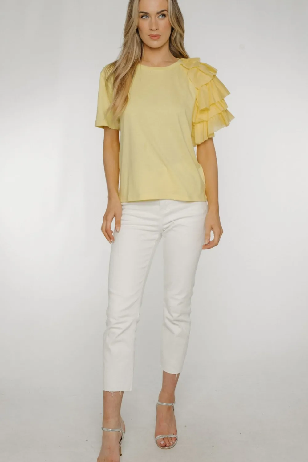 The Walk in Wardrobe Shirts|T-Shirts>Becca Frill Shoulder T-Shirt In Mint