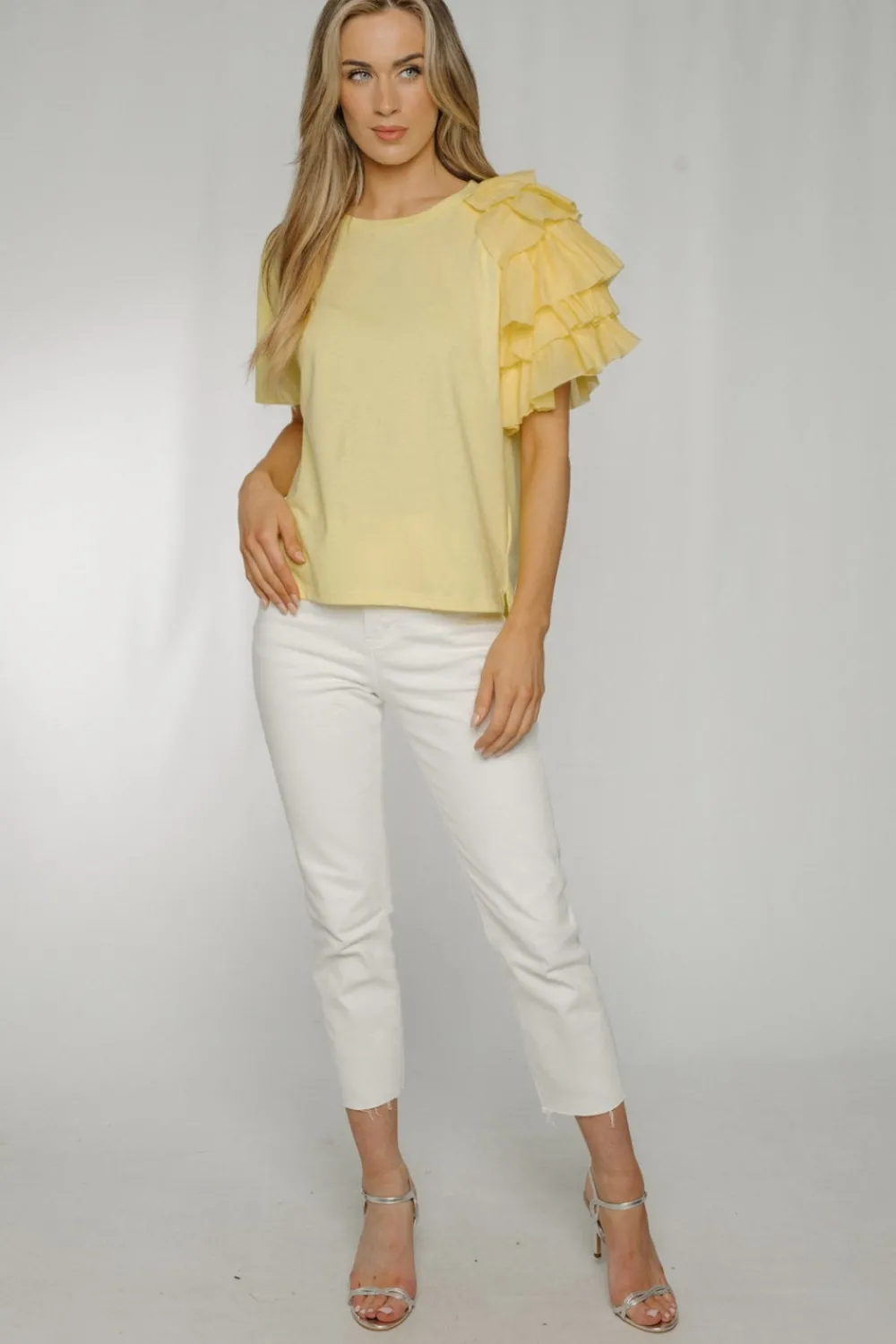 The Walk in Wardrobe Shirts|T-Shirts>Becca Frill Shoulder T-Shirt In Mint
