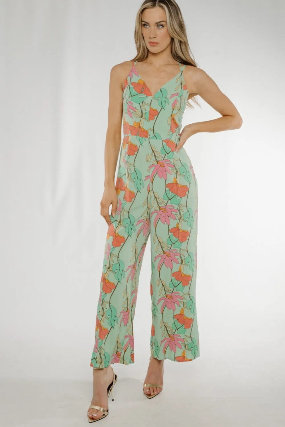 The Walk in Wardrobe Jumpsuits & Playsuits>Becca Jumpsuit in Green Floral