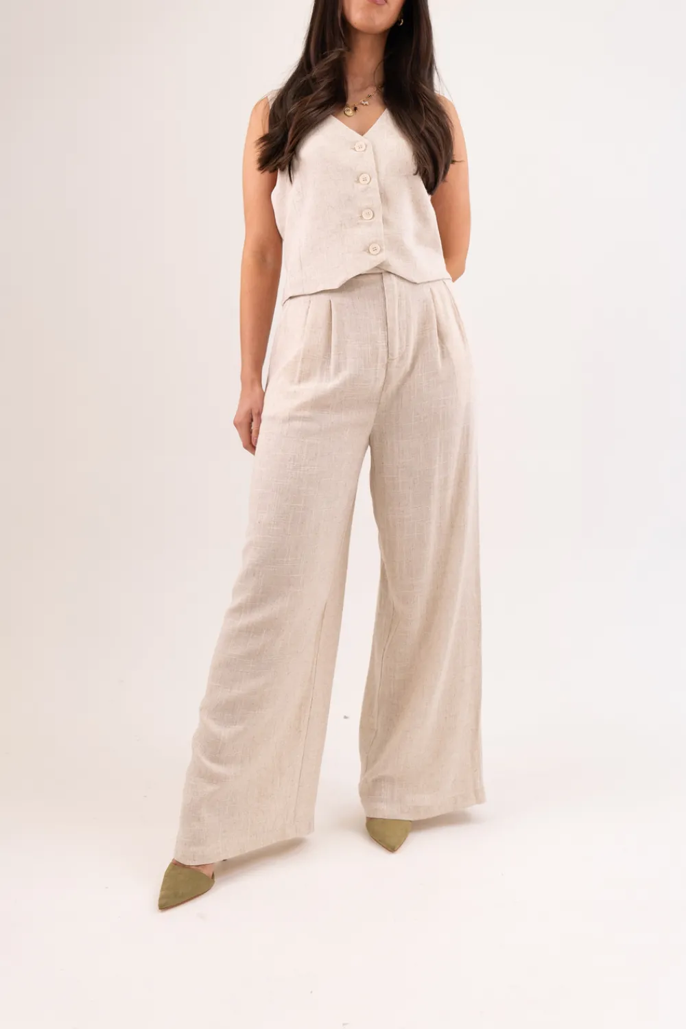 The Walk in Wardrobe Trousers>Becca Linen Mix Trousers In Neutral