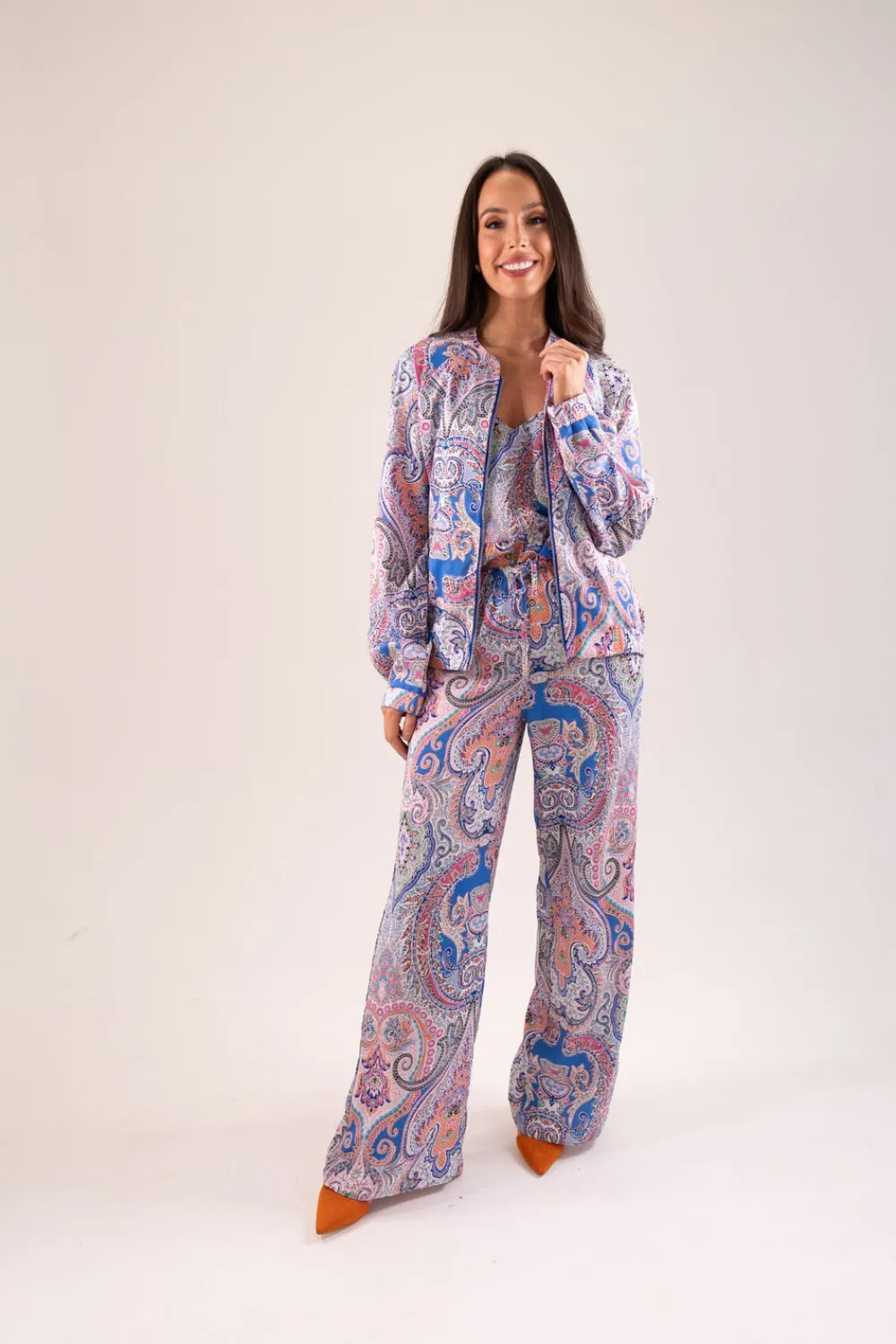 The Walk in Wardrobe Coats & Jackets>Becca Printed Bomber Jacket In Blue Mix