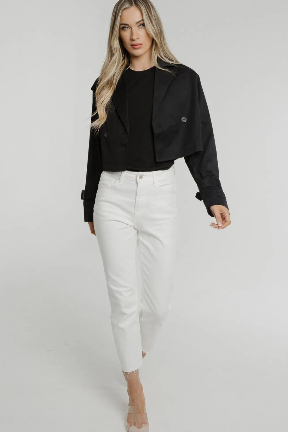 The Walk in Wardrobe Coats & Jackets>Caitlyn Belted Crop Jacket In Black