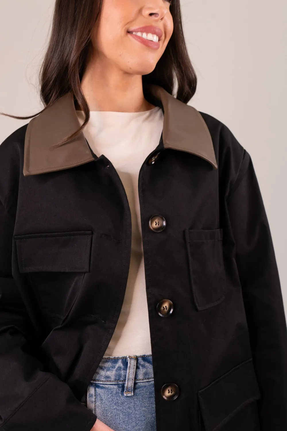 The Walk in Wardrobe Coats & Jackets>Caitlyn Contrast Detail Coat In Black