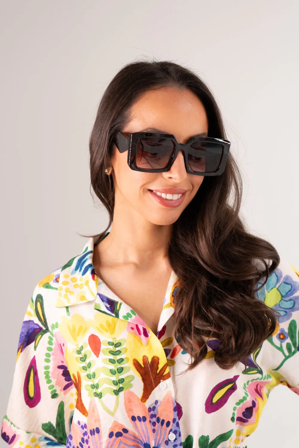 The Walk in Wardrobe Sunglasses>Caitlyn Square Sunglasses In Tortoiseshell