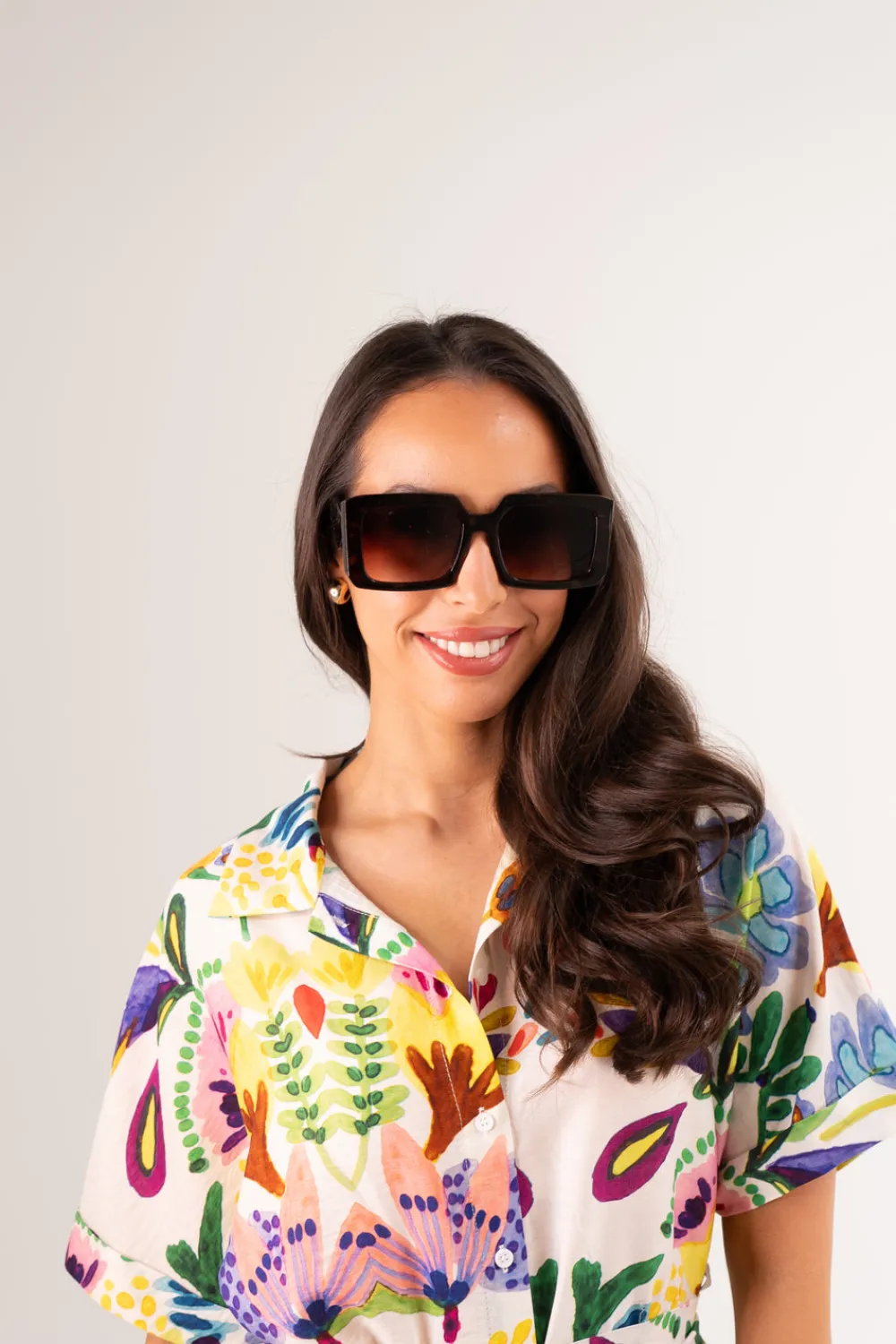 The Walk in Wardrobe Sunglasses>Caitlyn Square Sunglasses In Tortoiseshell