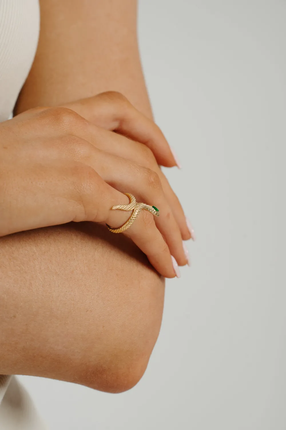 The Walk in Wardrobe Jewellery>Cameron Green Stone Snake Ring In Gold