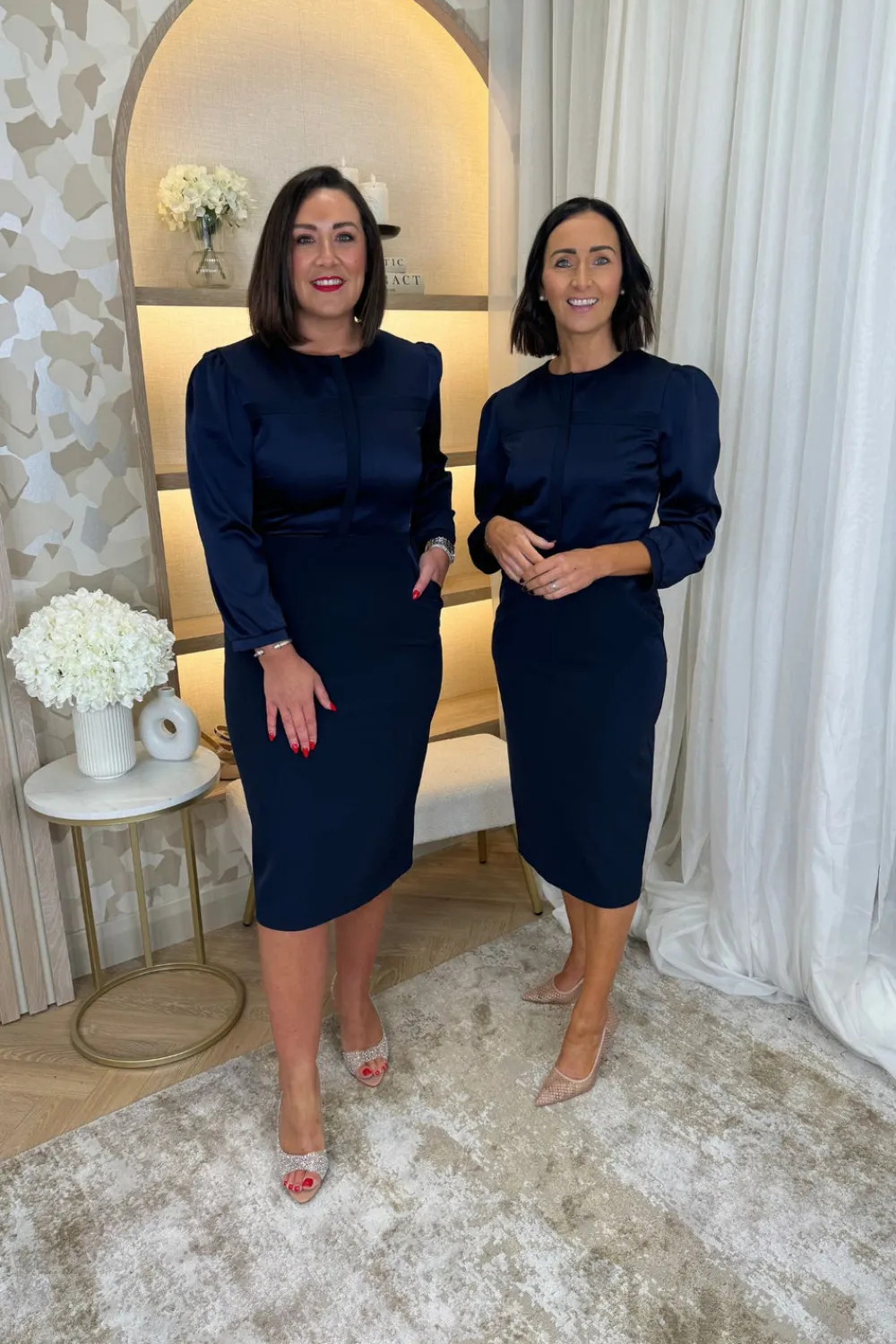 The Walk in Wardrobe Midi Dresses>Carla Contrast Detail Dress In Navy