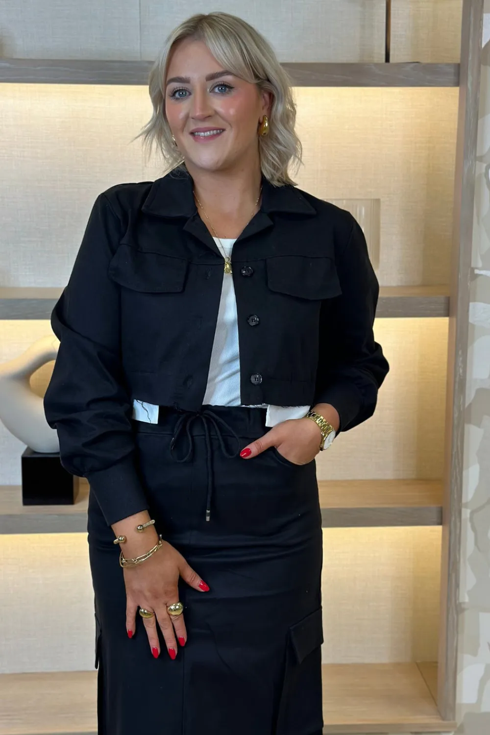 The Walk in Wardrobe Coats & Jackets>Cathy Cropped Jacket In Black