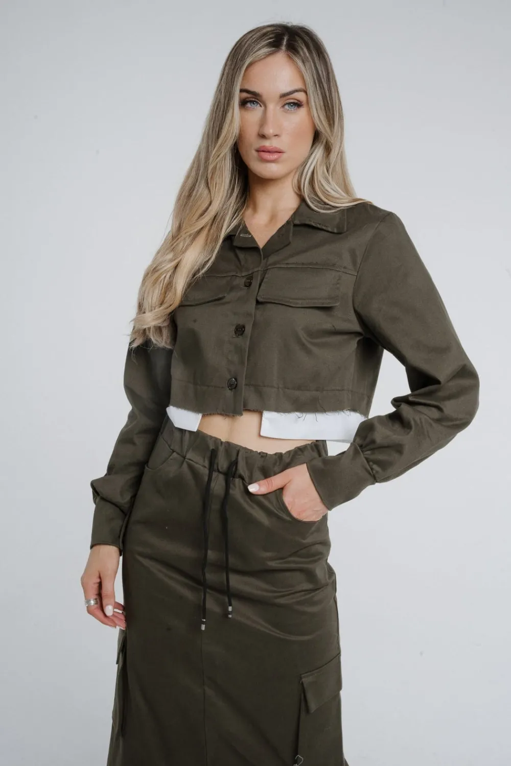 The Walk in Wardrobe Coats & Jackets>Cathy Cropped Jacket In Khaki