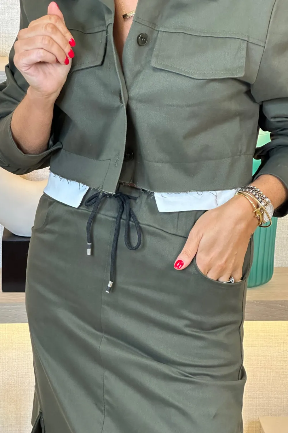 The Walk in Wardrobe Coats & Jackets>Cathy Cropped Jacket In Khaki