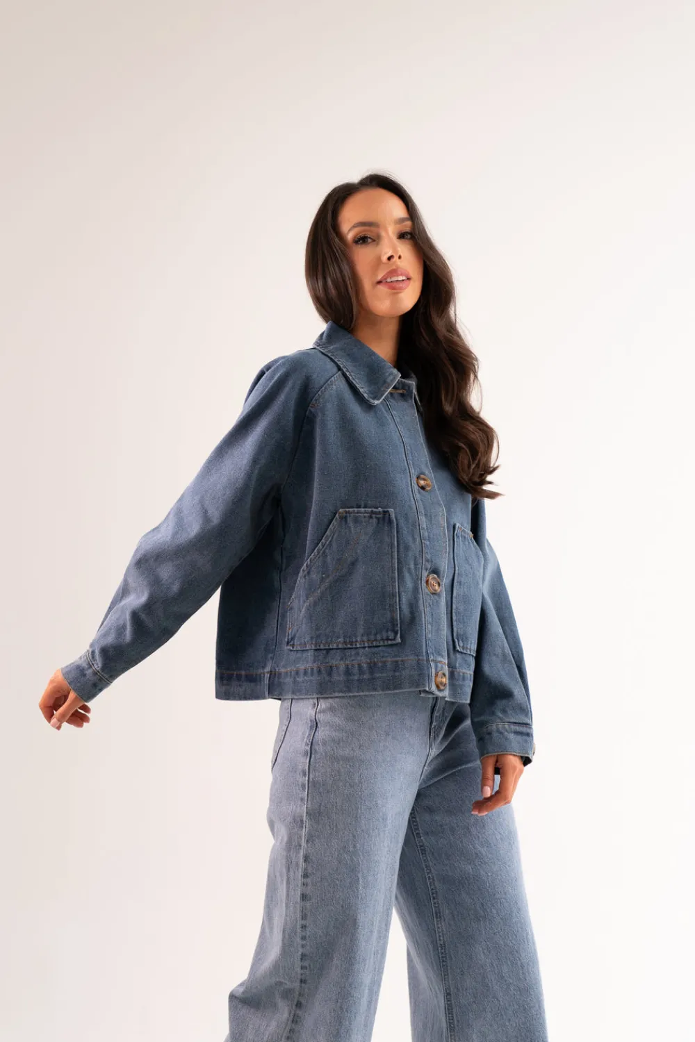 The Walk in Wardrobe Coats & Jackets>Cathy Denim Jacket In Mid Wash