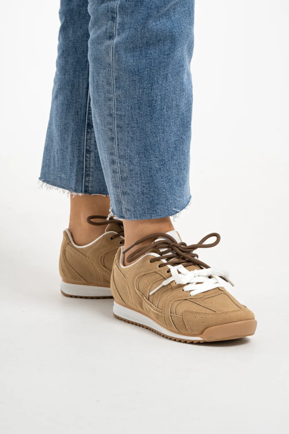 The Walk in Wardrobe Trainers>Cathy Double Laced Trainers In Camel
