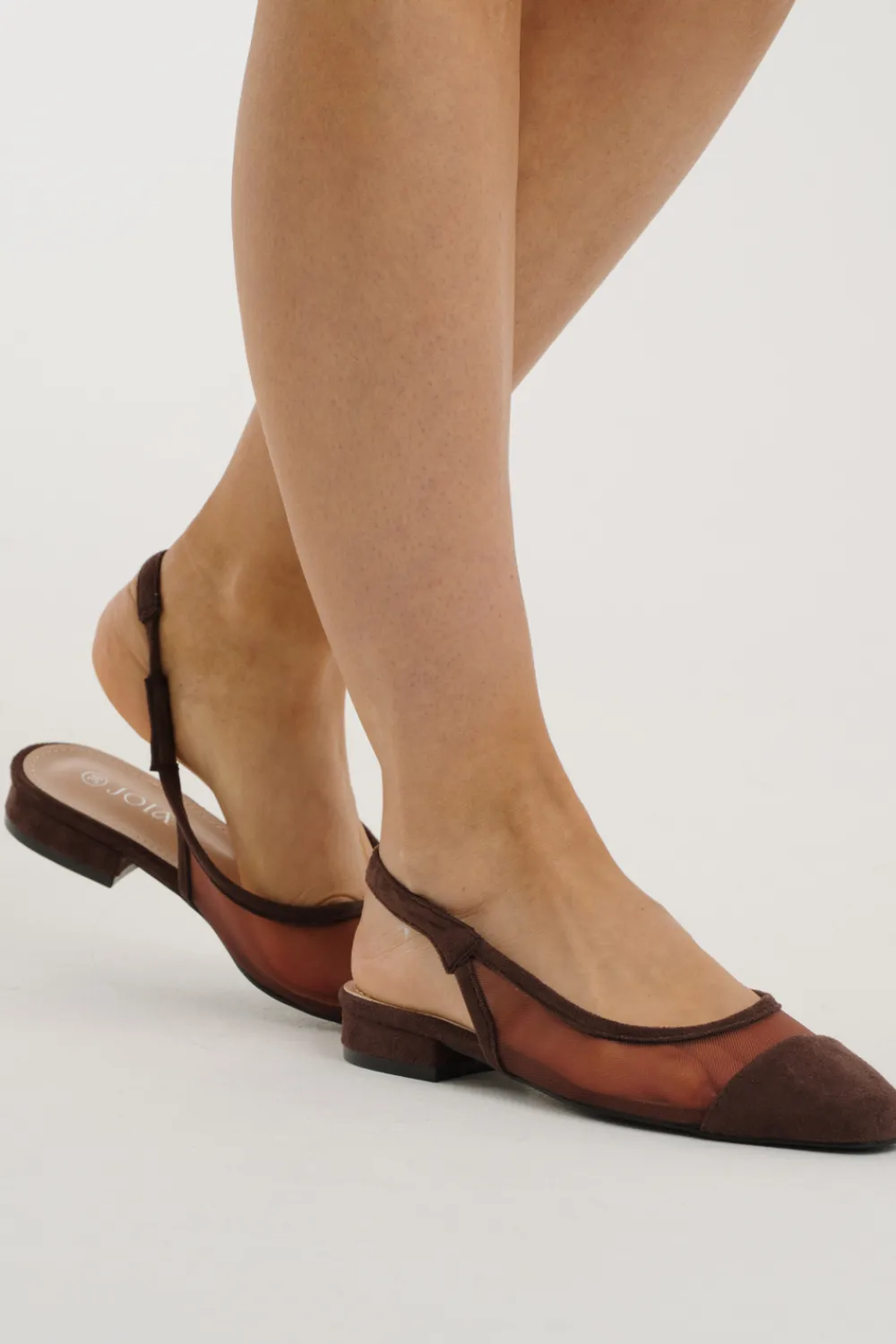 The Walk in Wardrobe Flats|Slingbacks>Cathy Mesh Slingback Flats In Brown