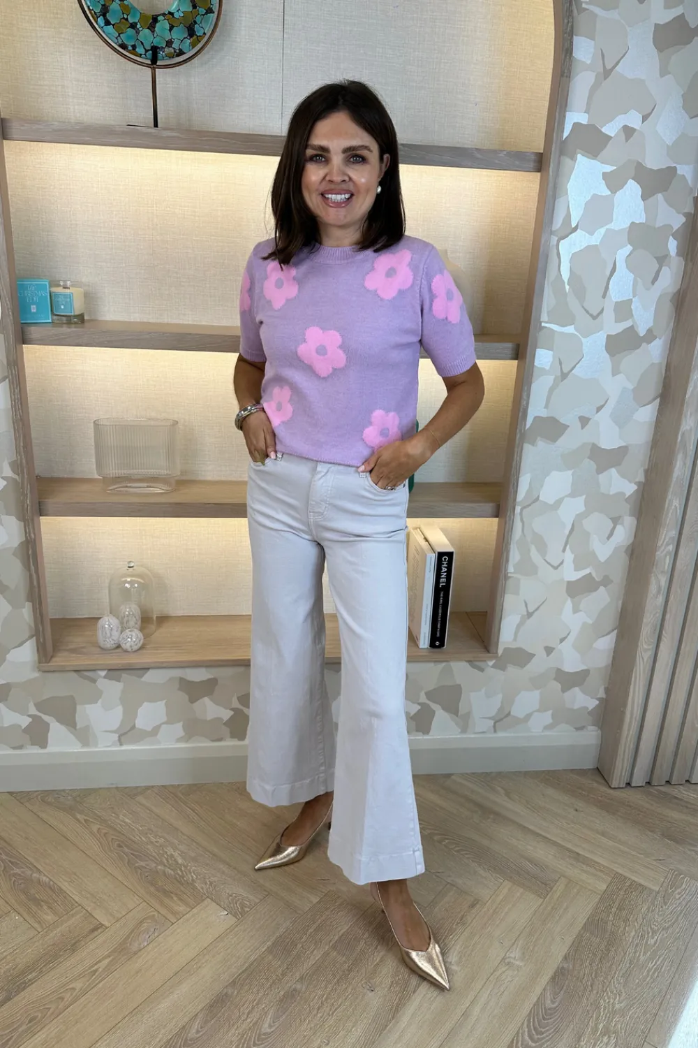 The Walk in Wardrobe Wide Leg Jeans>Cindy Cropped Wide Leg Jeans In Lilac