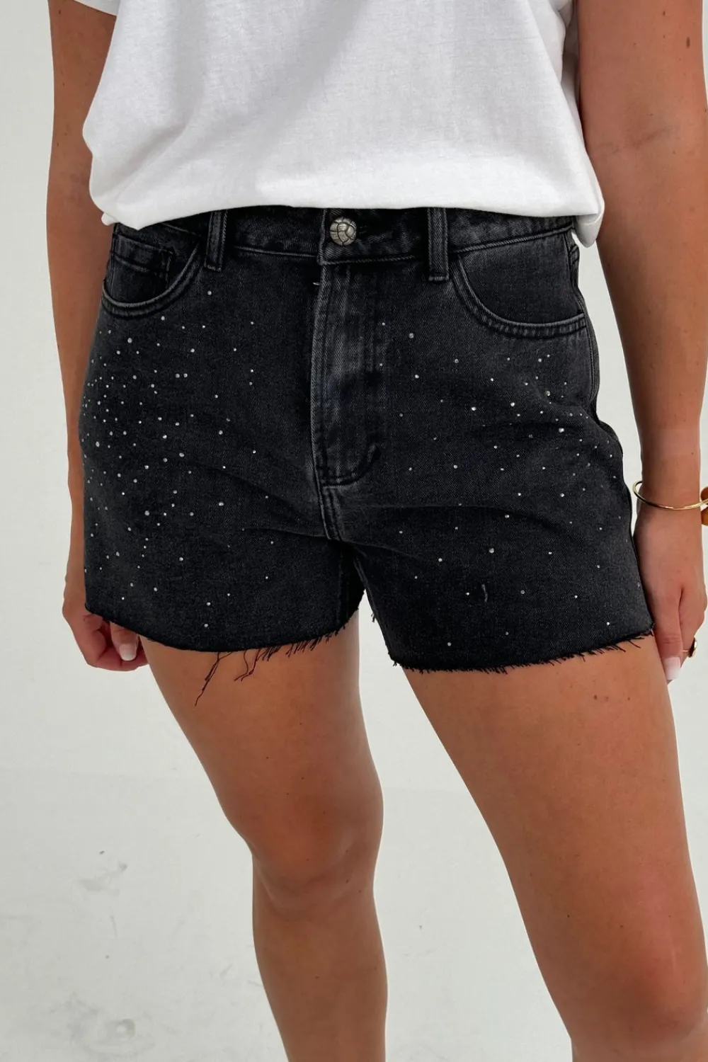 The Walk in Wardrobe Shorts>Cindy Diamante Shorts In Black Wash