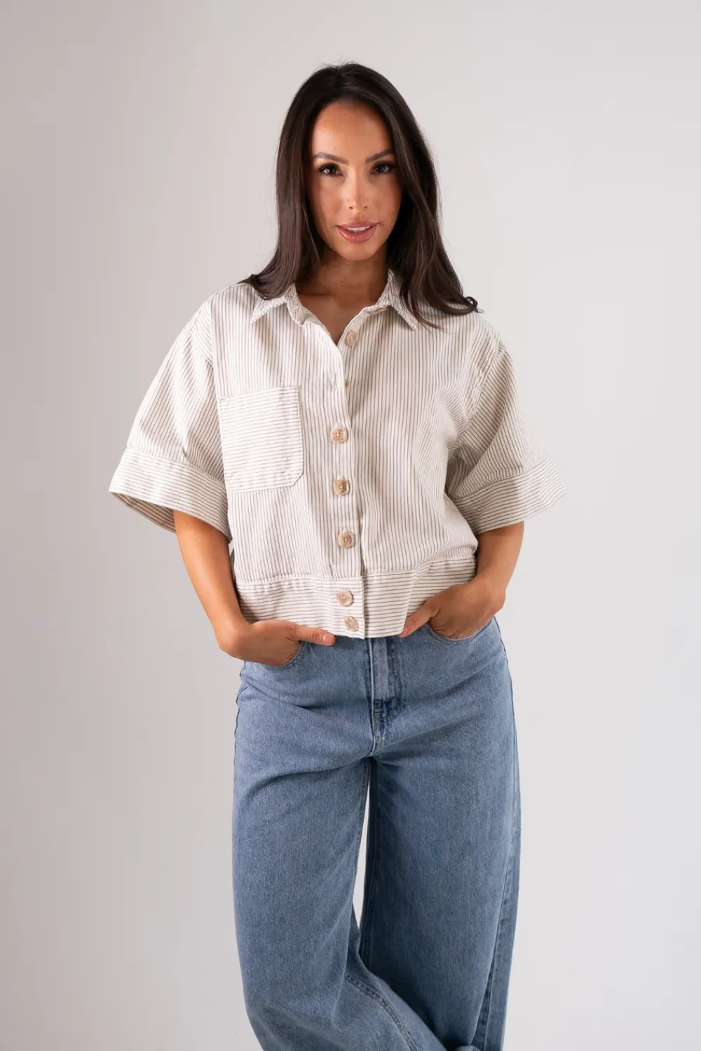 The Walk in Wardrobe Shirts>Cindy Stripe Shirt In Green