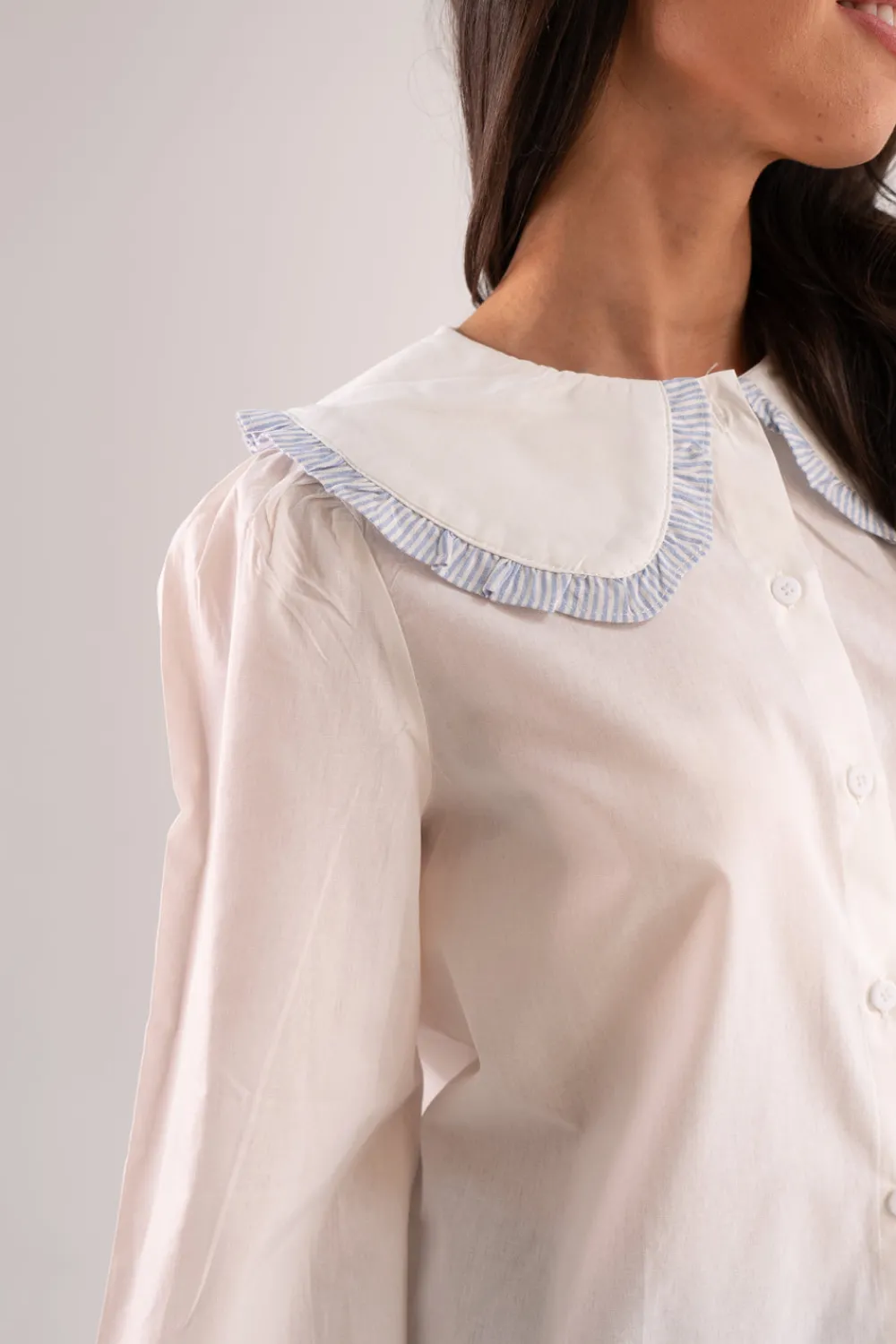 The Walk in Wardrobe Shirts>Connie Contrast Collar Shirt In White