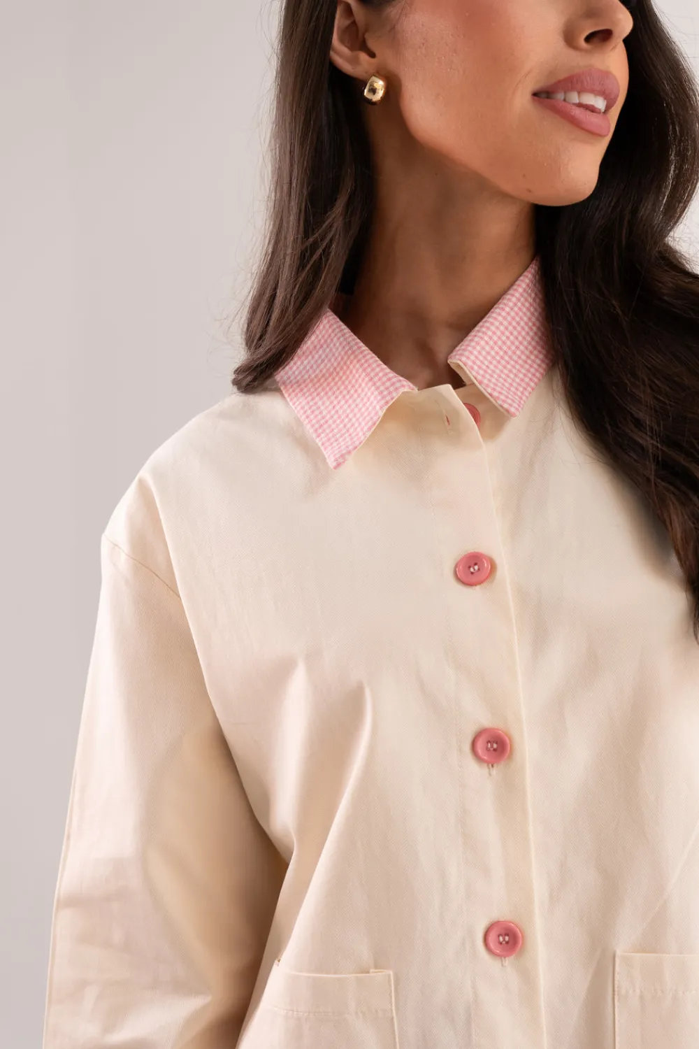 The Walk in Wardrobe Coats & Jackets>Connie Contrast Trim Jacket In Cream