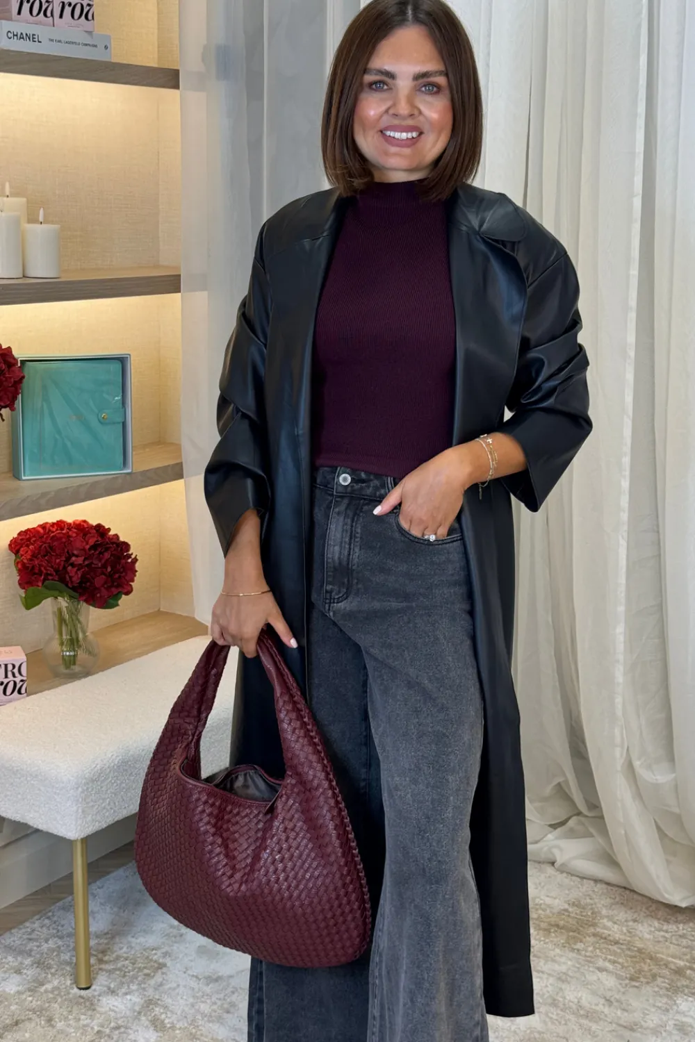 The Walk in Wardrobe Coats & Jackets>Cora Faux Leather Trench Coat In Black