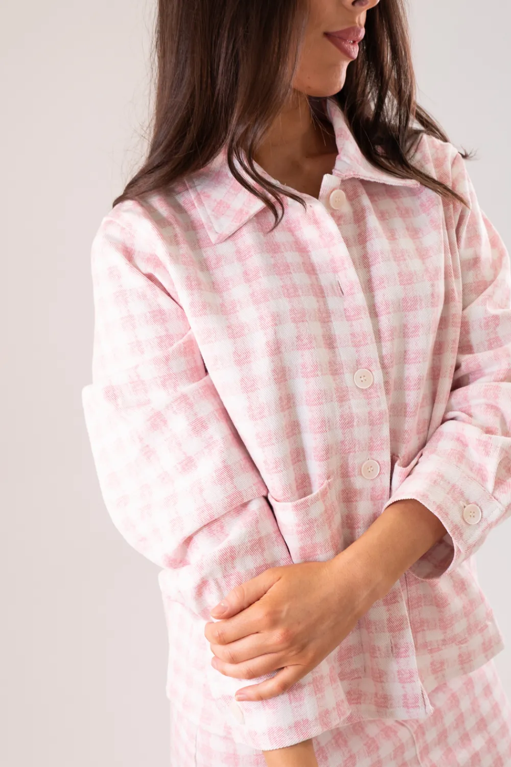The Walk in Wardrobe Coats & Jackets>Daisy Gingham Jacket In Pink