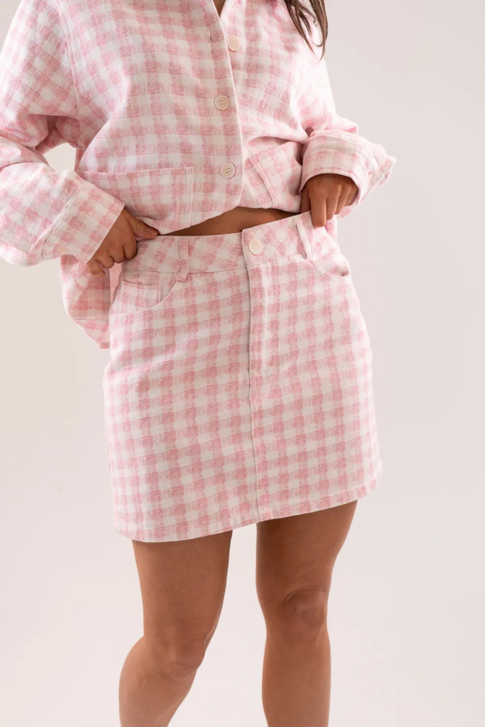The Walk in Wardrobe Skirts & Skorts>Daisy Gingham Skirt In Pink
