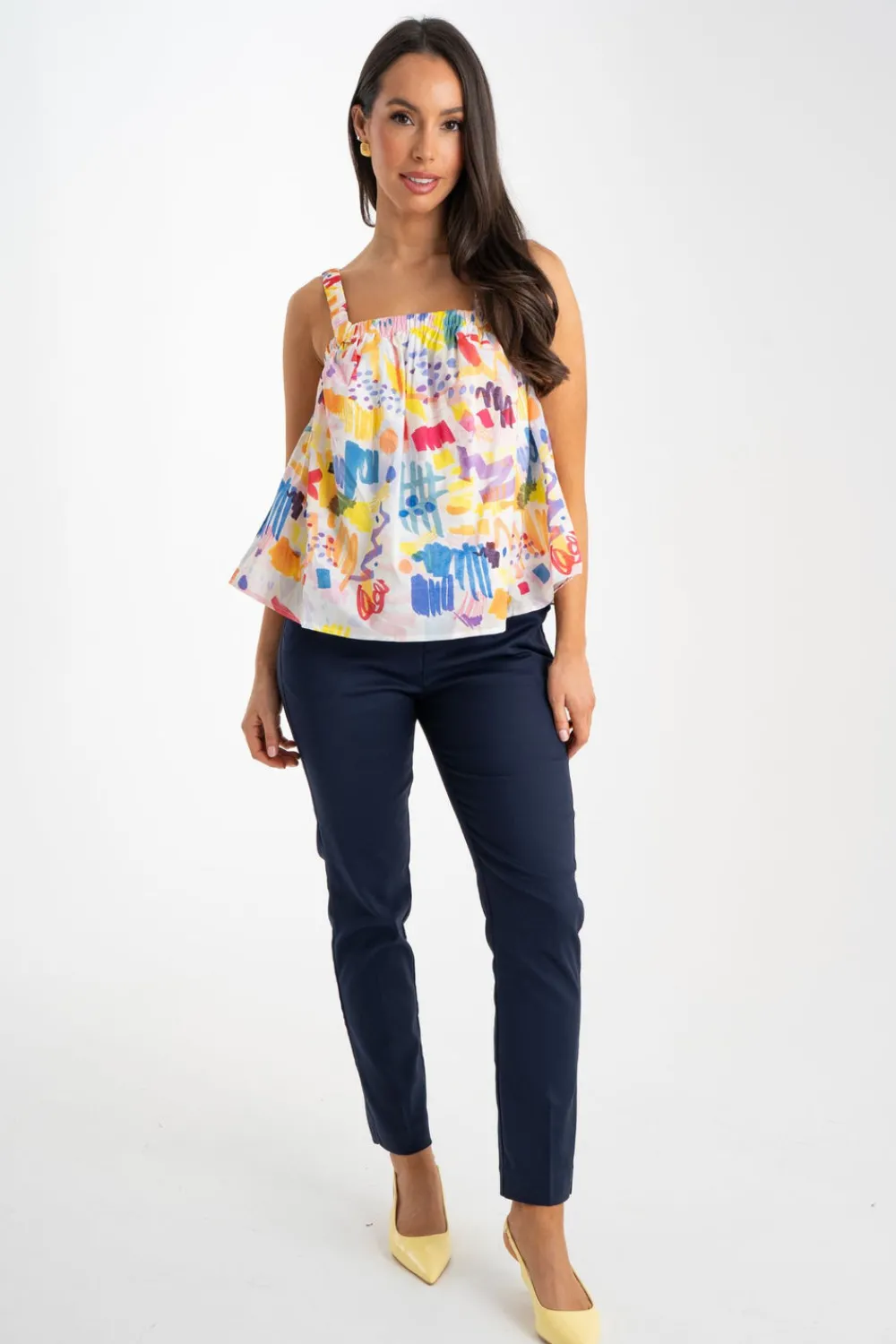 The Walk in Wardrobe Tops>Daisy Printed Vest Top In Multi