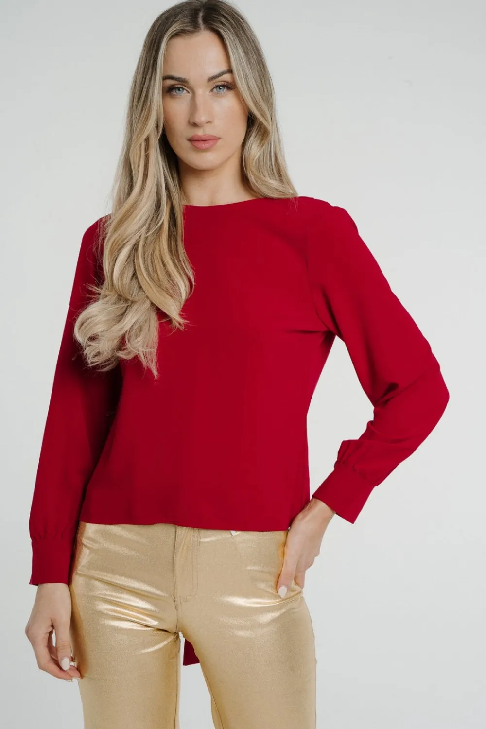 The Walk in Wardrobe Shirts>Daisy Tie Detail Blouse In Red