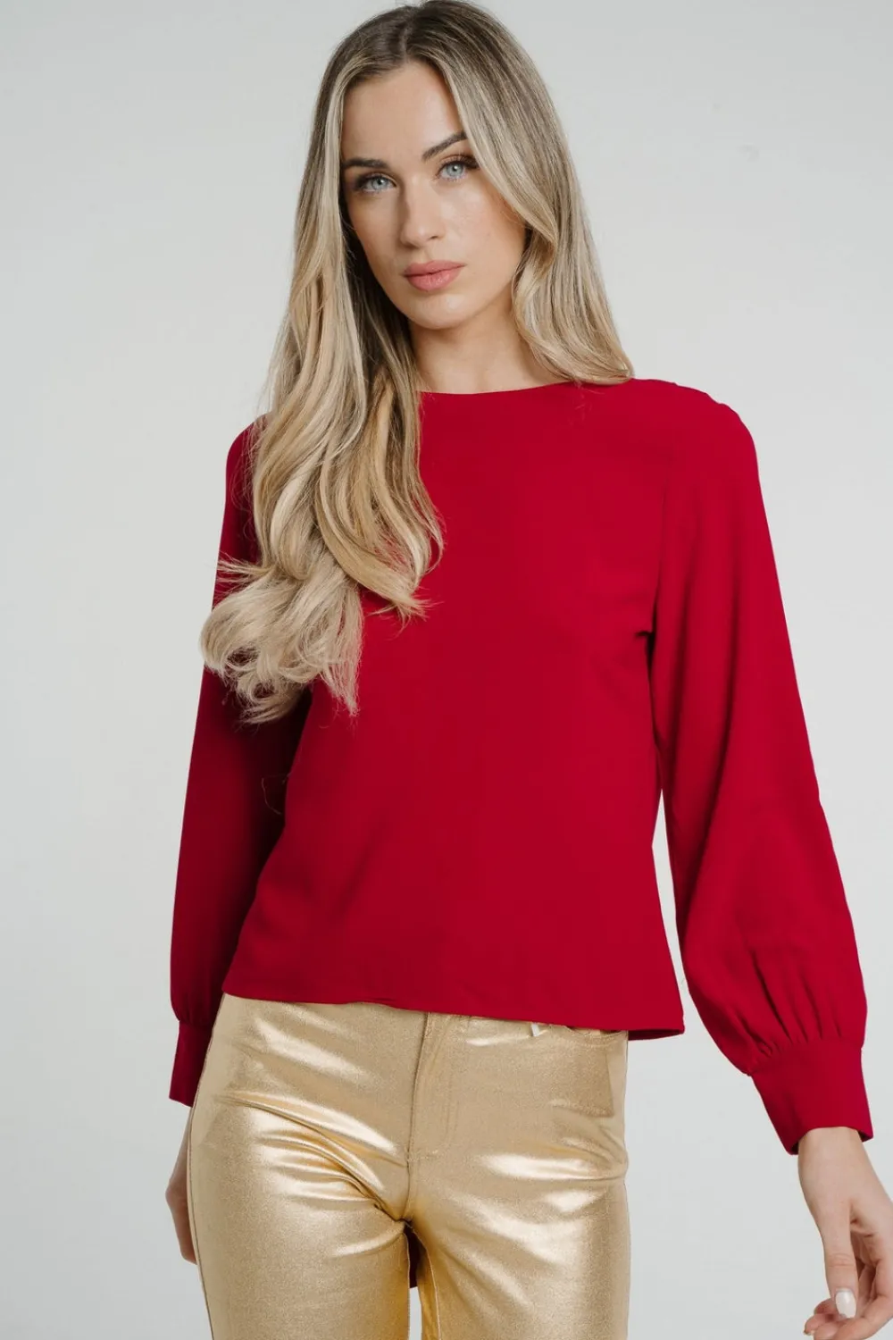 The Walk in Wardrobe Shirts>Daisy Tie Detail Blouse In Red