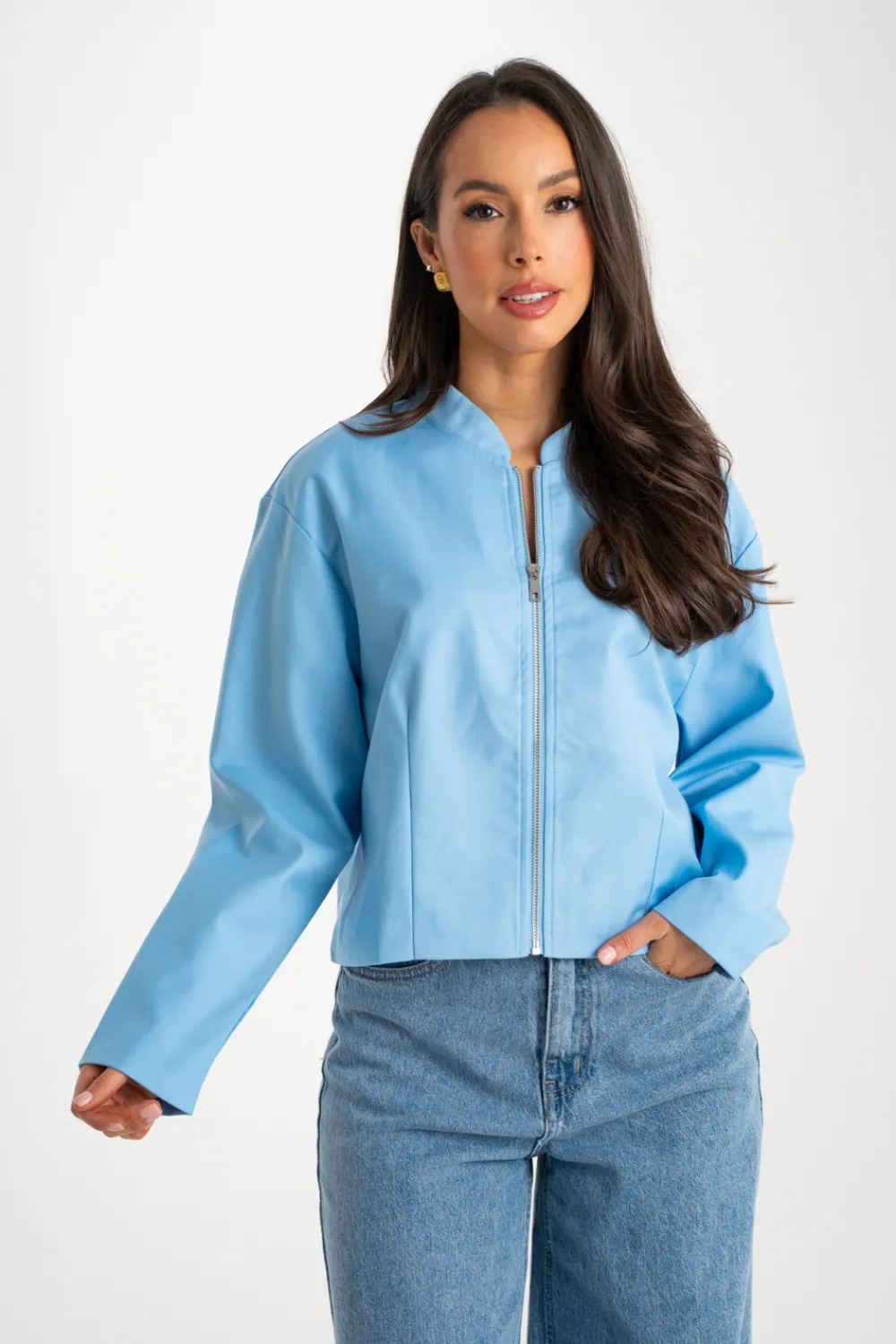 The Walk in Wardrobe Coats & Jackets>Daisy Zip Jacket In Sky Blue