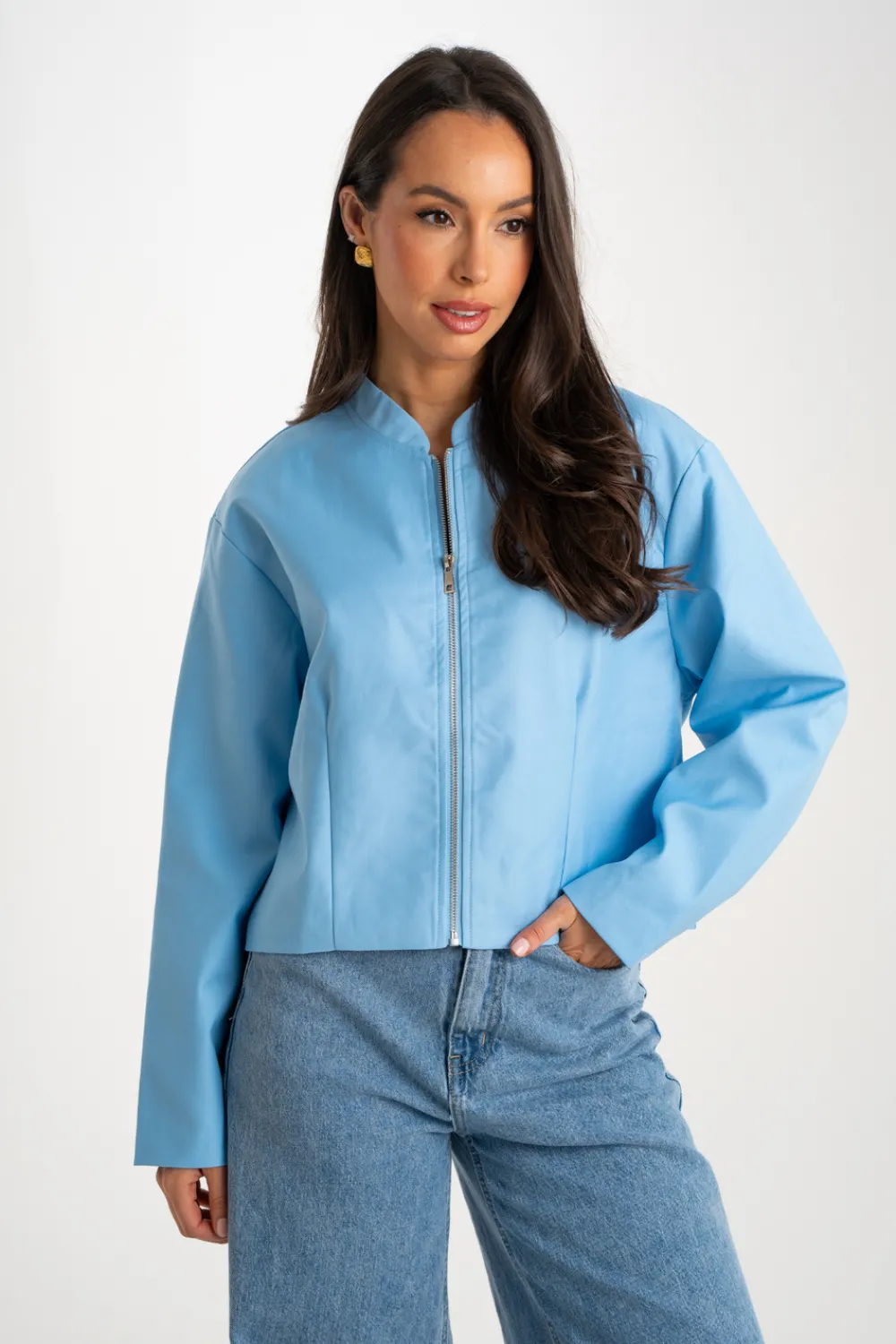 The Walk in Wardrobe Coats & Jackets>Daisy Zip Jacket In Sky Blue