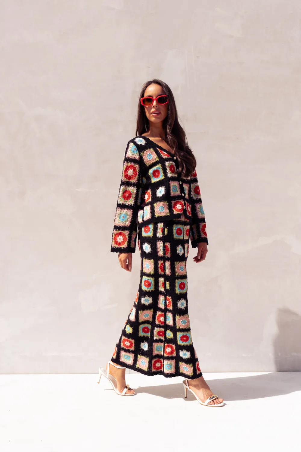 The Walk in Wardrobe Two-Piece>Ella Crochet Two Piece In Black Multi