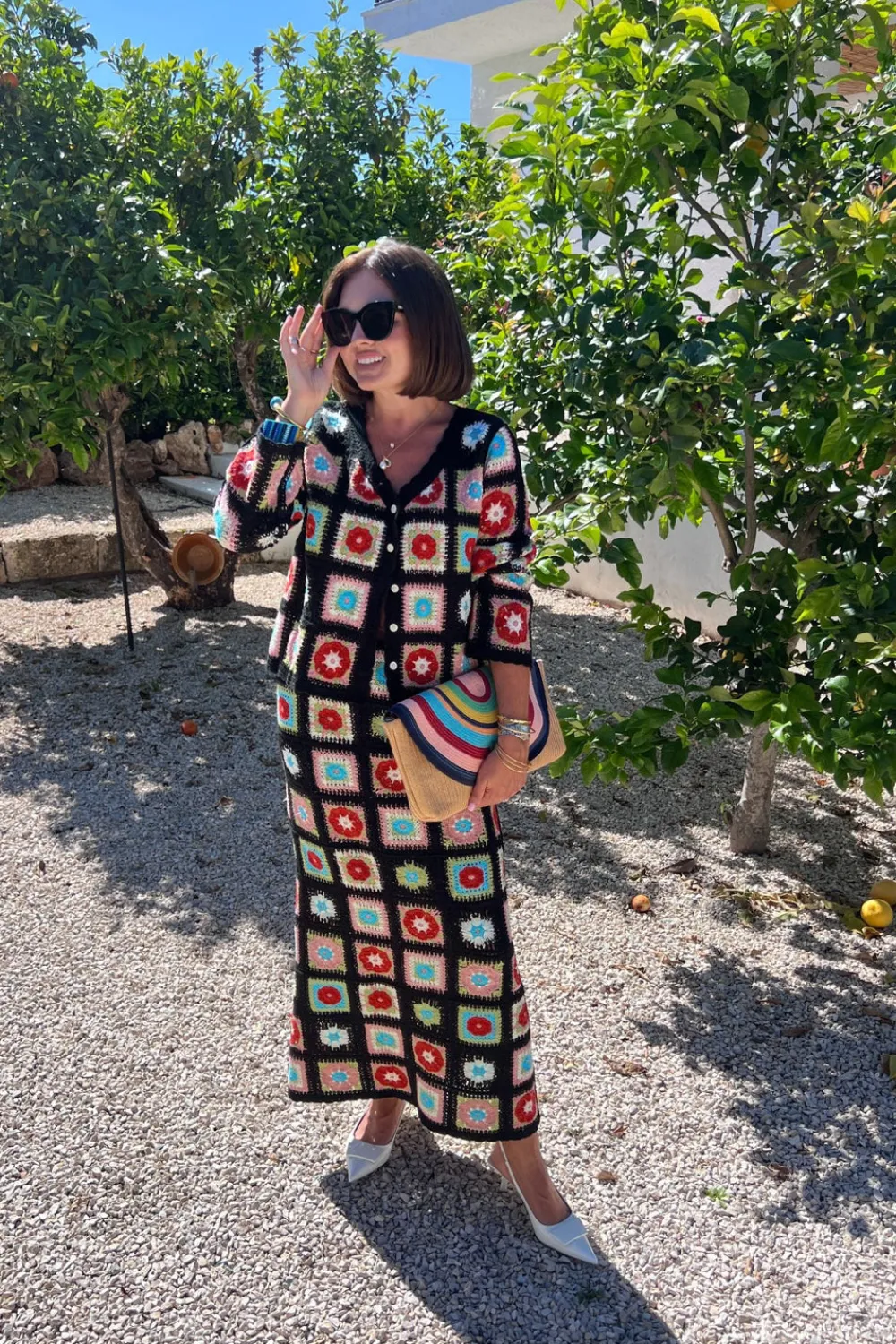 The Walk in Wardrobe Two-Piece>Ella Crochet Two Piece In Black Multi