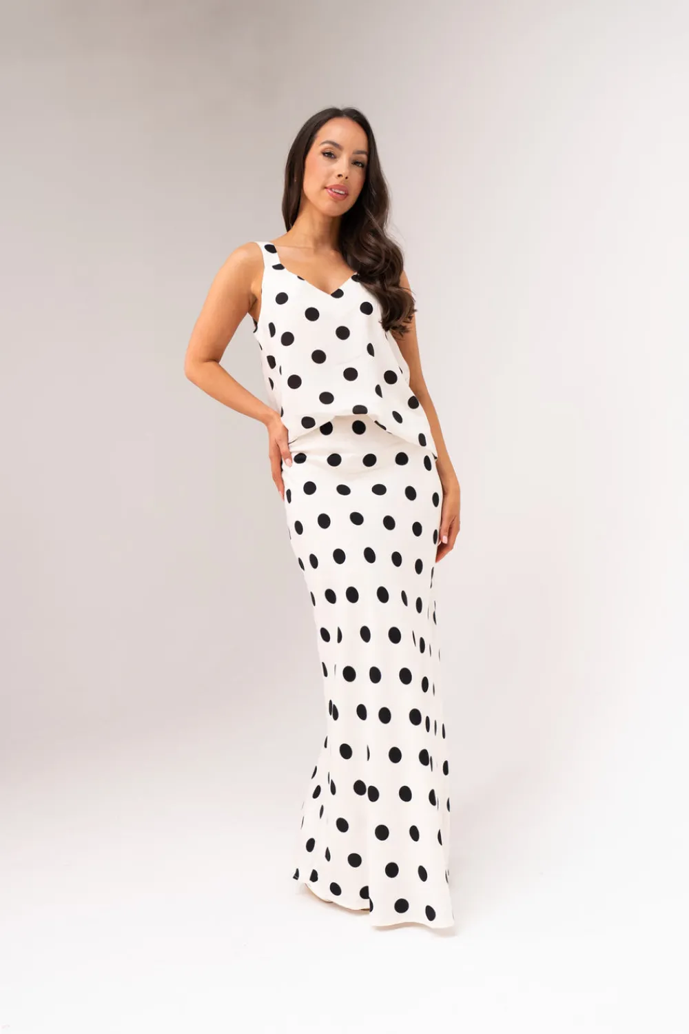 The Walk in Wardrobe Skirts & Skorts>Ella Polka Dot Slip Skirt In Cream