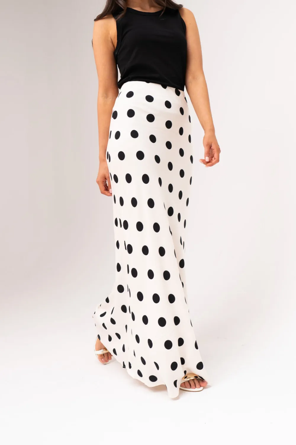The Walk in Wardrobe Skirts & Skorts>Ella Polka Dot Slip Skirt In Cream