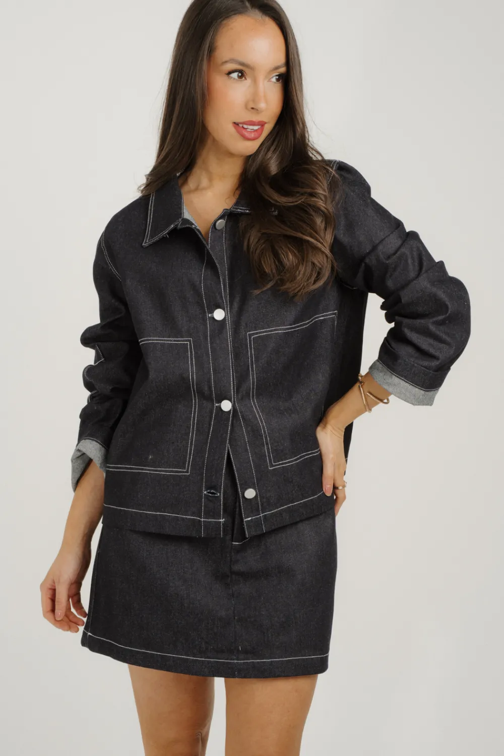 The Walk in Wardrobe Coats & Jackets>Elsa Denim Jacket In Dark Wash