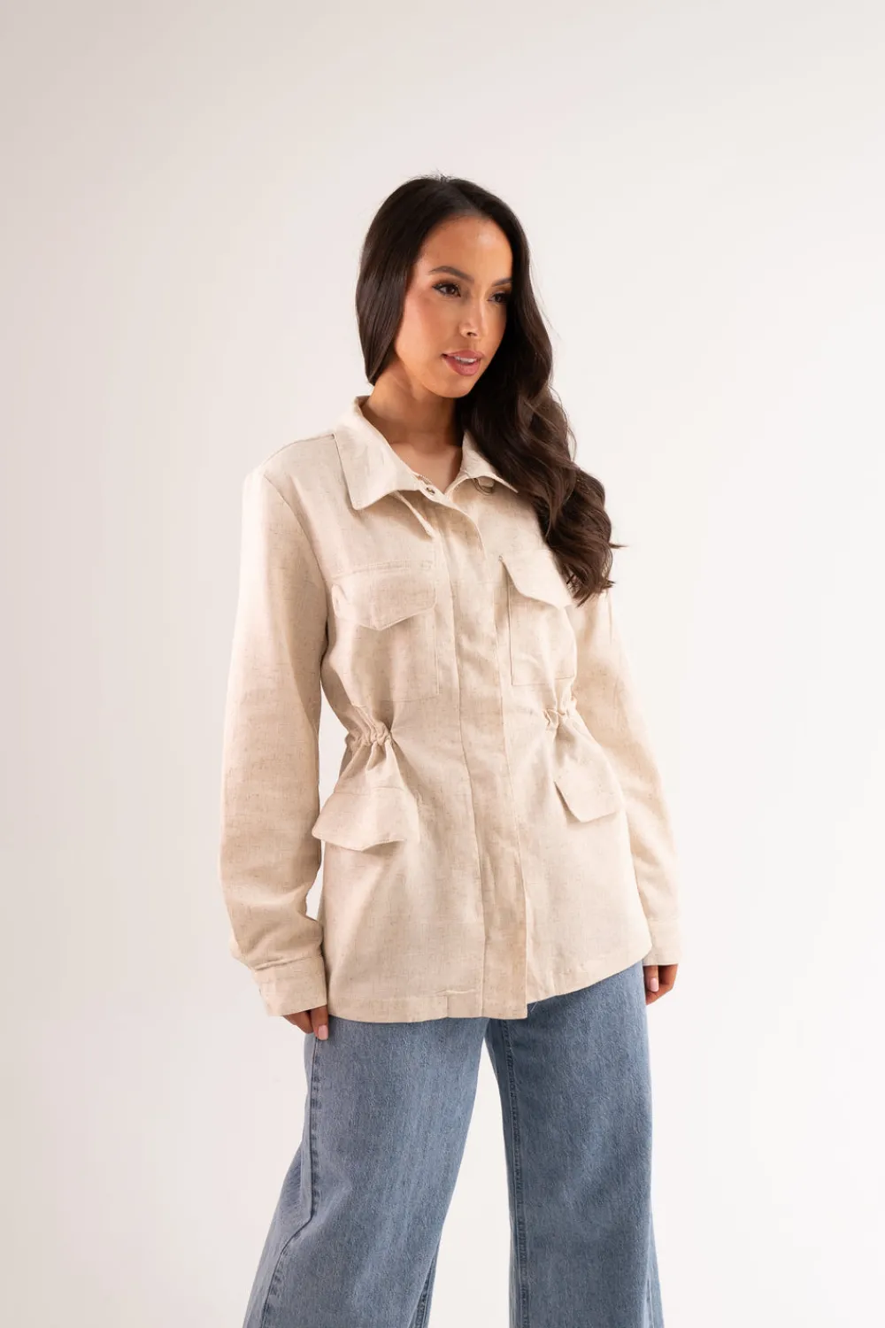 The Walk in Wardrobe Coats & Jackets>Elsa Linen Mix Jacket In Neutral