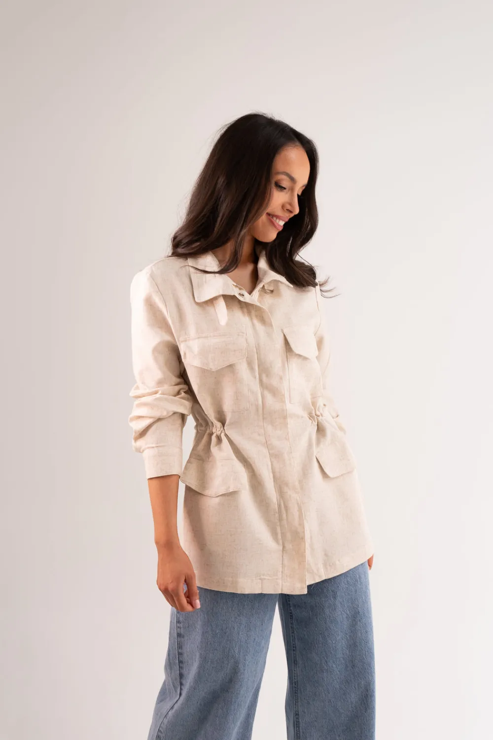 The Walk in Wardrobe Coats & Jackets>Elsa Linen Mix Jacket In Neutral