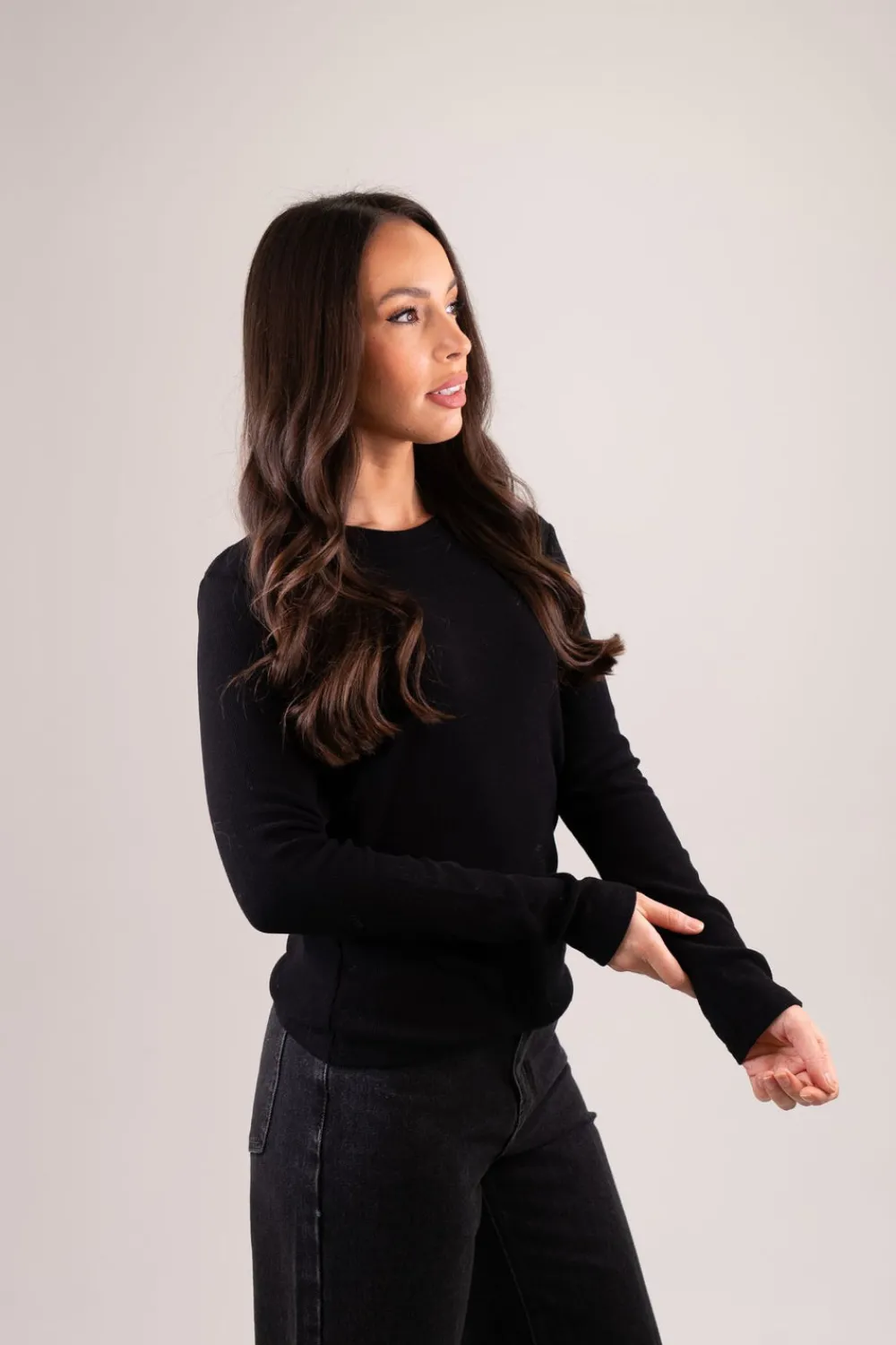 The Walk in Wardrobe Tops>Elsa Long Sleeve Top In Black