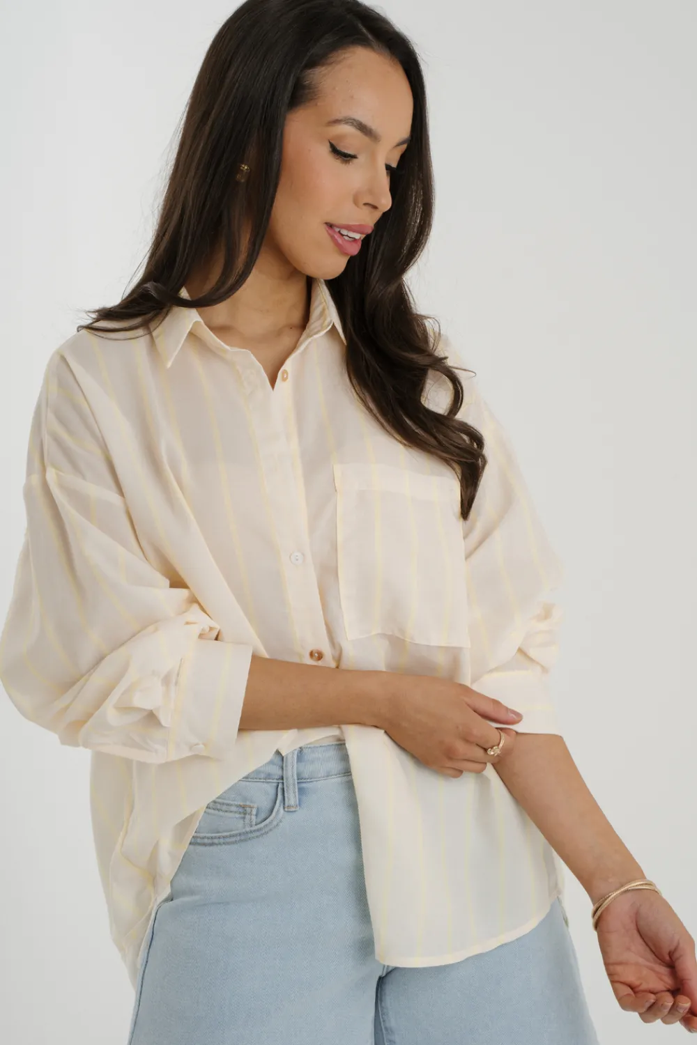 The Walk in Wardrobe Shirts>Elsa Stripe Shirt In Lemon