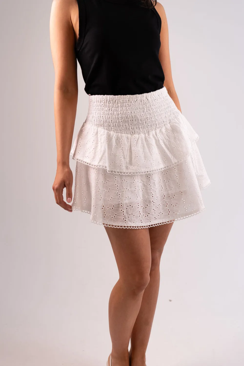 The Walk in Wardrobe Skirts & Skorts>Erica Broderie Anglaise Skort In White