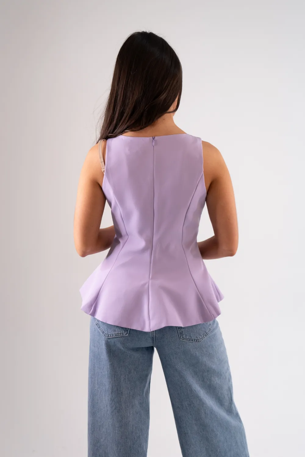 The Walk in Wardrobe Tops>Erica Peplum Top In Lilac