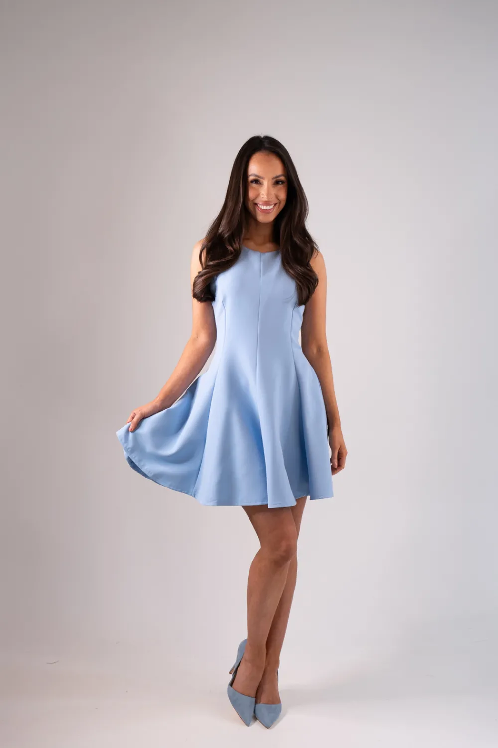 The Walk in Wardrobe Mini Dresses>Erica Seamed Dress In Light Blue