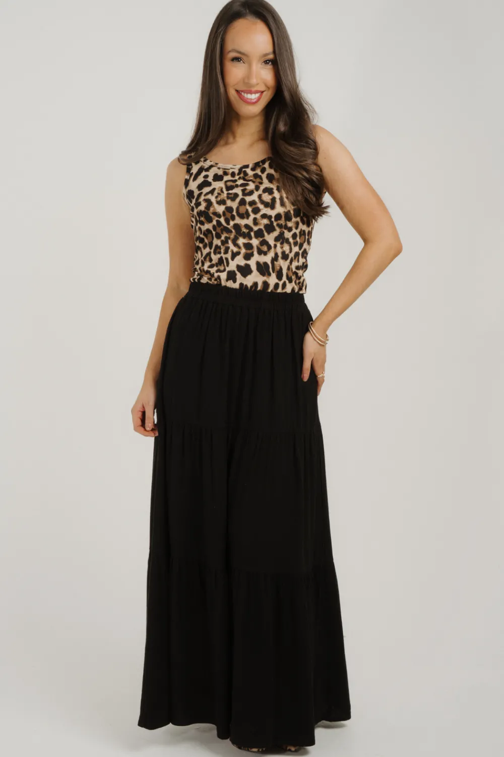 The Walk in Wardrobe Skirts & Skorts>Erica Tiered Maxi Skirt In Black