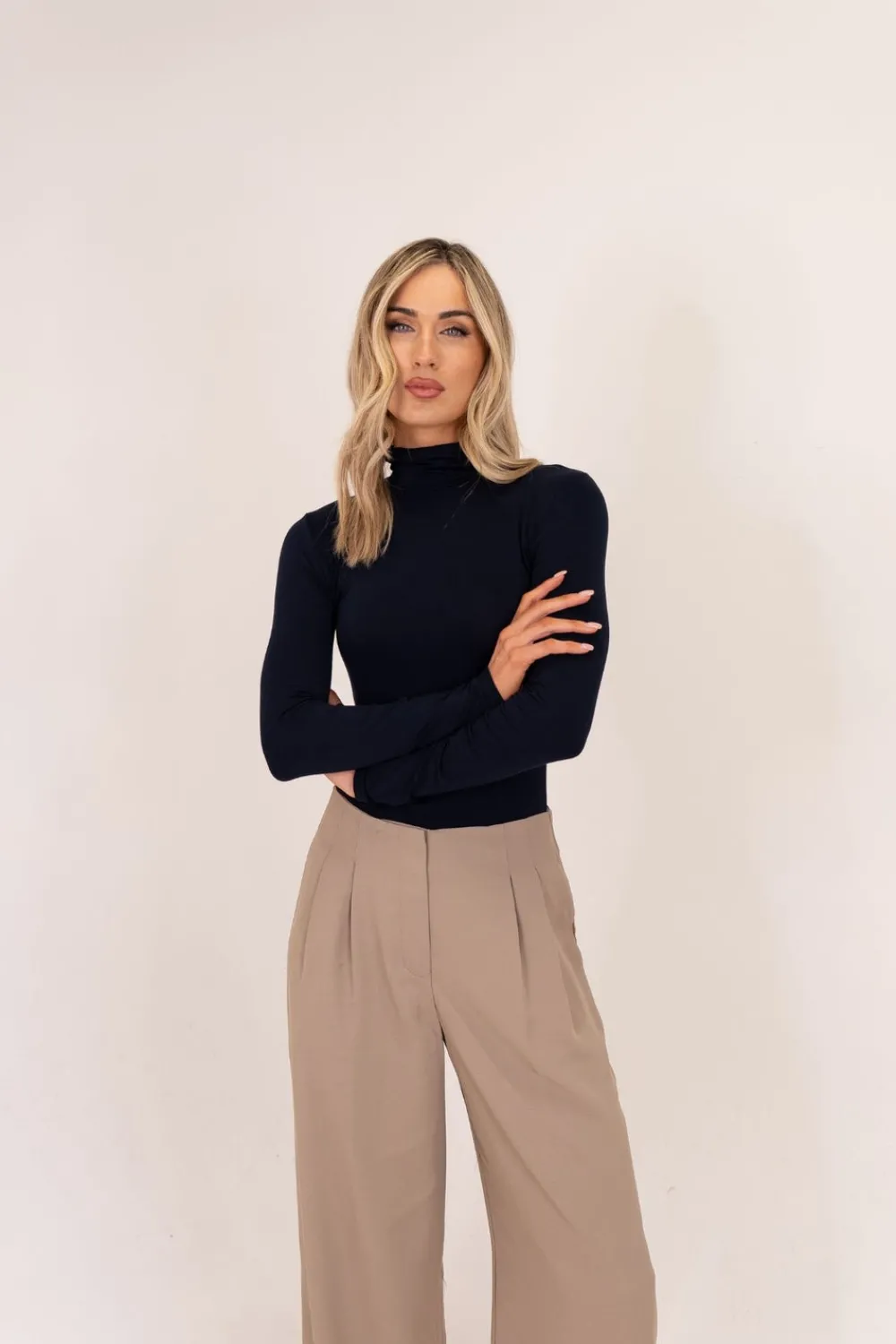 The Walk in Wardrobe Tops>Erica Turtleneck Top In Navy
