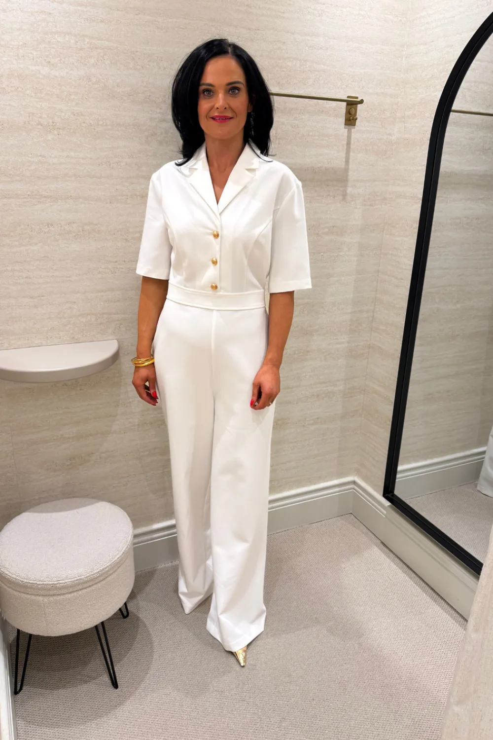 The Walk in Wardrobe Jumpsuits & Playsuits>Eva Button Front Jumpsuit In White