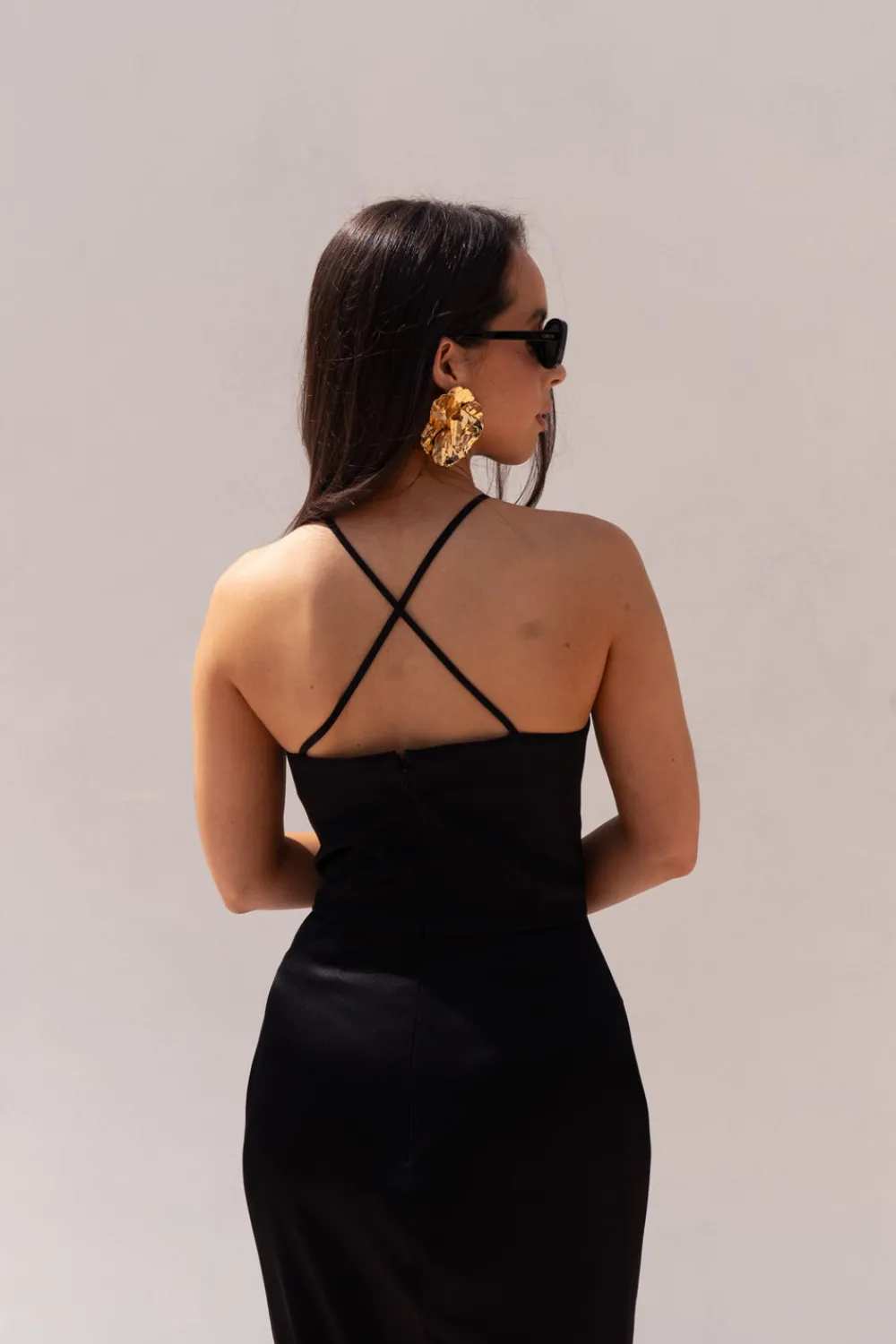 The Walk in Wardrobe Maxi Dresses>Eva Halter Dress In Black