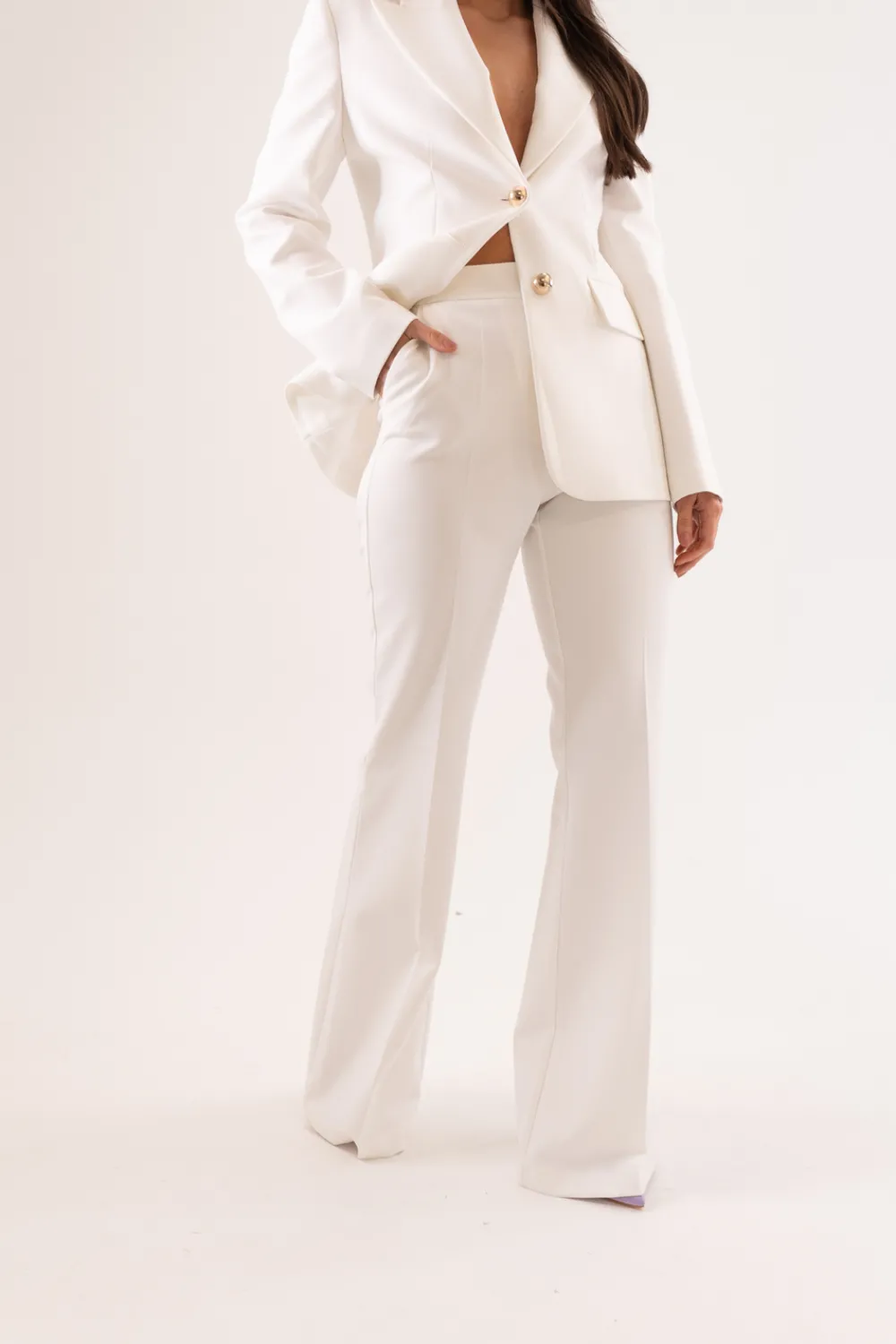 The Walk in Wardrobe Trousers>Eva Wide Leg Trouser In White