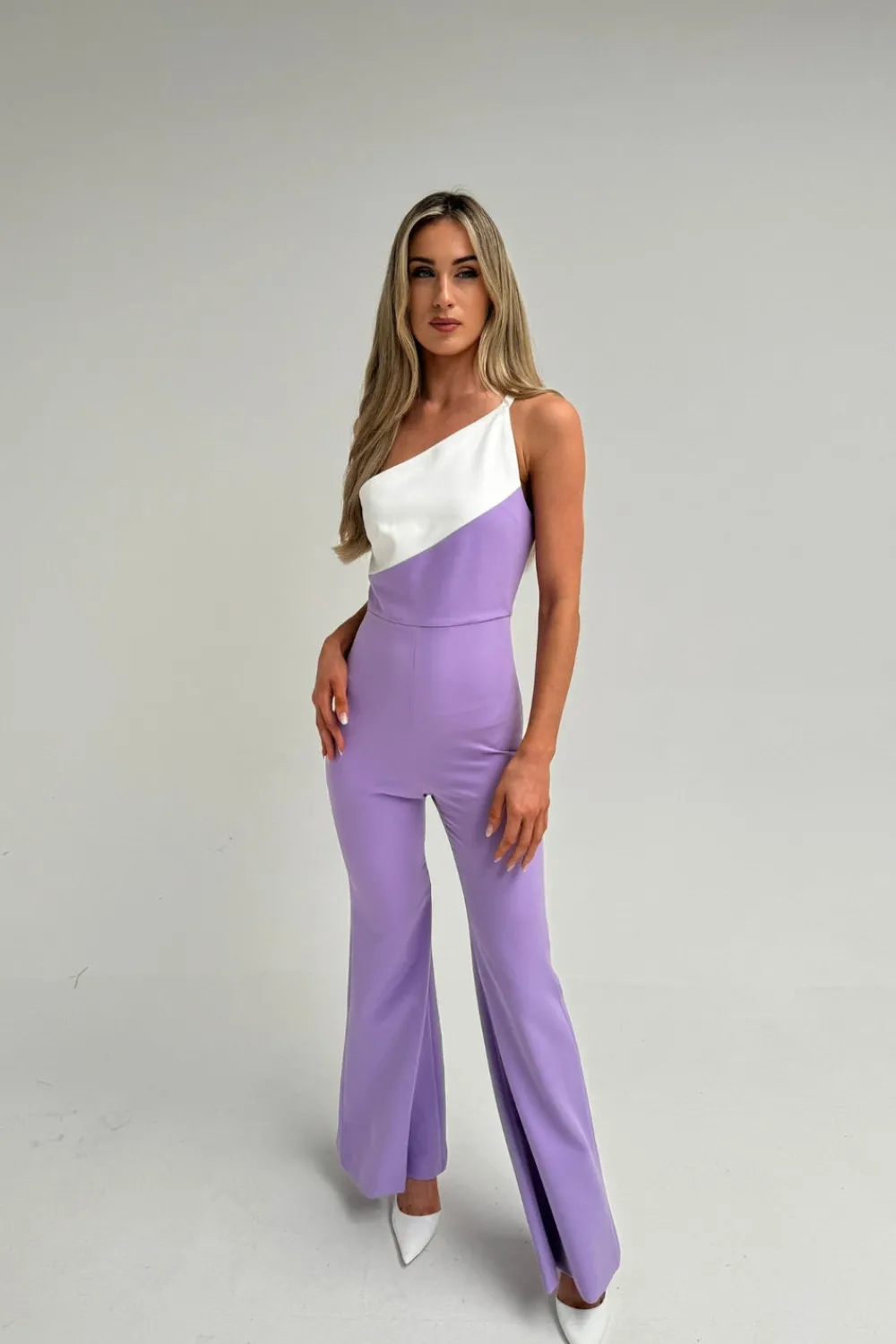 The Walk in Wardrobe Jumpsuits & Playsuits>Faye One Shoulder Jumpsuit In Lilac Mix